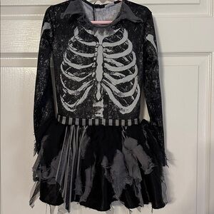 Spirit Halloween Black and Gray Skeleton Dress